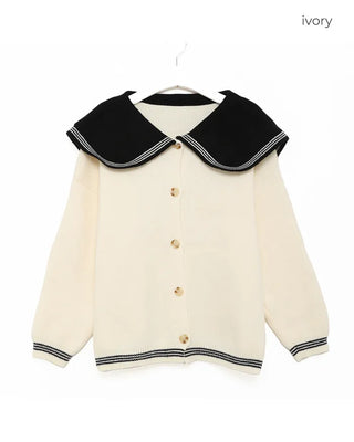 Sailor collar knit cardigan