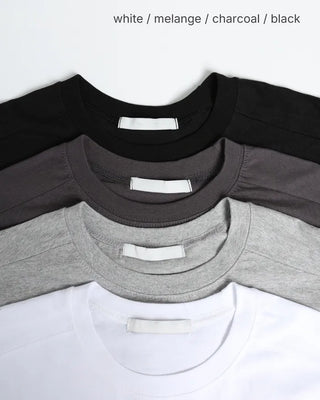 (Unisex) Rib Neck Simple Short Sleeve T-Shirt