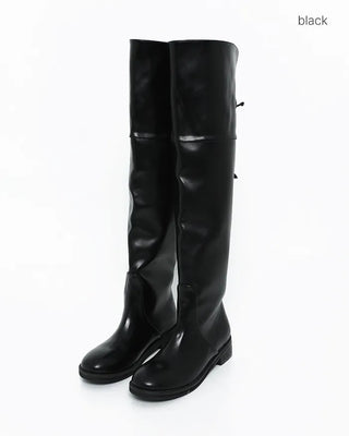 2-Way Wrap Knee-High Leather Boots