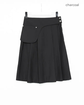 Rivet Pleated Midi Skirt