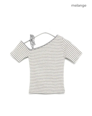 Striped one-shoulder short-sleeved T-shirt