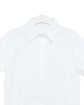Lace pintuck short-sleeved blouse