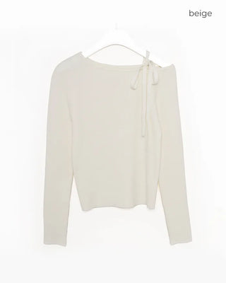 Asymmetrical Ribbon Knit T-Shirt