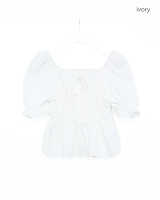 Ribbon Shirred Off-Shoulder Blouse