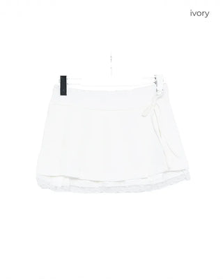 Ribbon pleated mini skirt