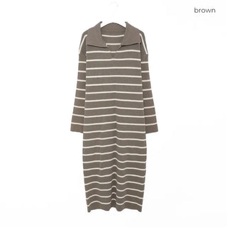 Striped knit long dress