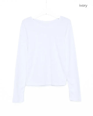 Bateau Neck Basic Long T-Shirt