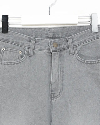 Washed light gray straight jeans