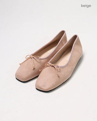 Ribbon square toe flat shoes