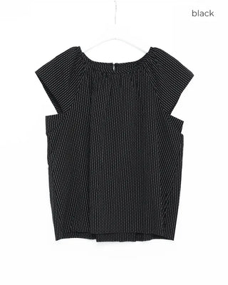 Cap-sleeve striped blouse
