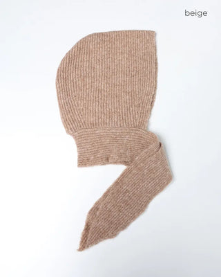Knitted wrap hooded scarf