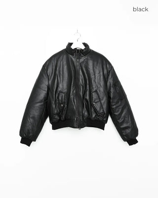 Leather padded jacket