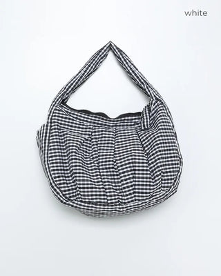 Tartan check one-shoulder hobo bag