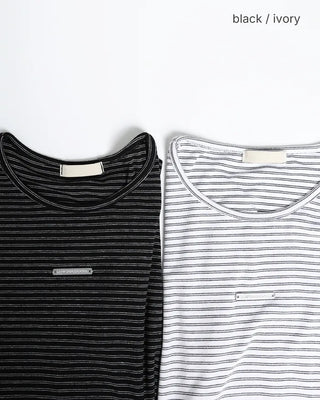 Border Center Metal Tag Long T-Shirt