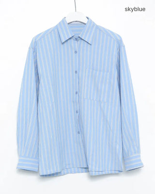 Double Stripe Wrinkle Loose Shirt