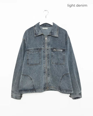 Pocket Zipper Denim Jacket