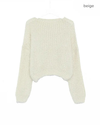 Long-sleeved shaggy knit