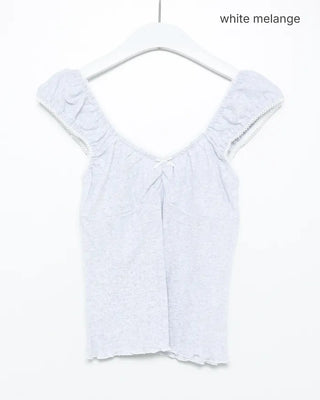 Gathered Shoulder Rib Pointelle Tank Top