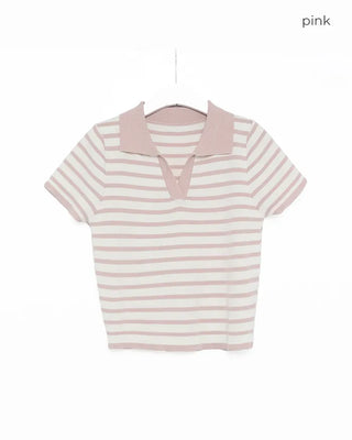 Striped short-sleeve knit