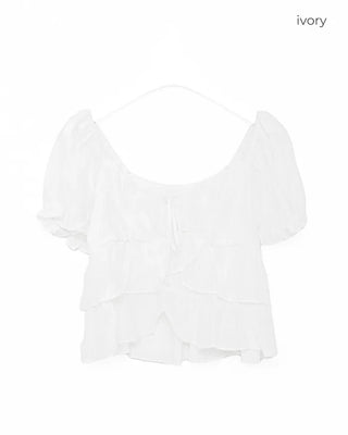 Tiered puff-sleeve blouse