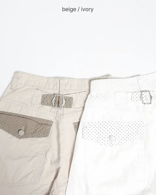 Back pocket polka dot wide pants