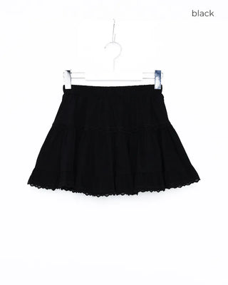 Tiered lace ruffle mini skirt