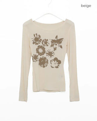 Flower Print Slim Fit T-Shirt