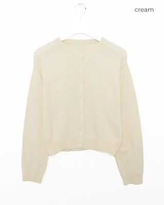 Ribbed Point Round Neck Cardigan