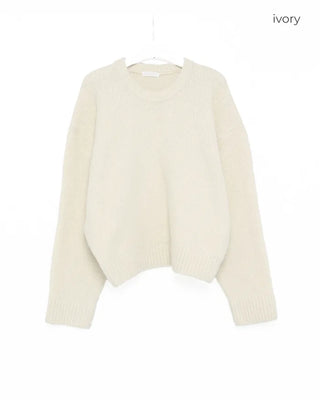 Drop-shoulder wool-blend knit sweater