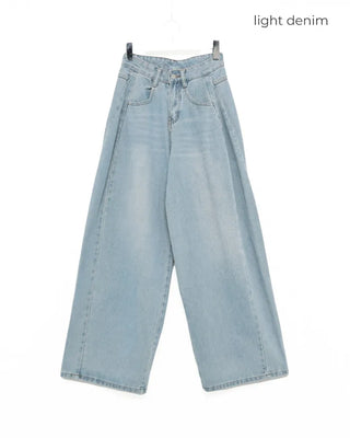 Wide outseam side-tuck jeans