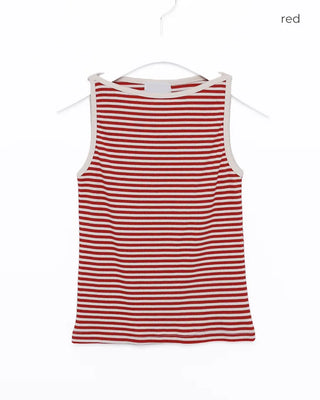 Boat neck striped sleeveless
