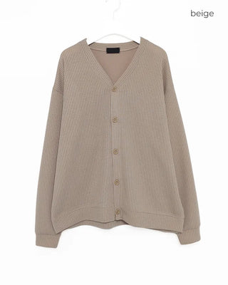V-neck ribbed cardigan