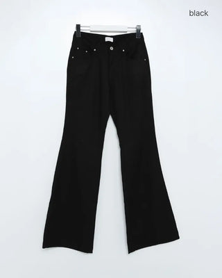Low-waist semi-wide cotton pants