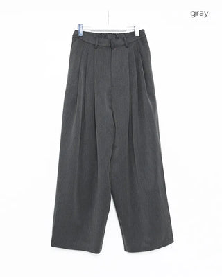 Cotton pleated wide slacks