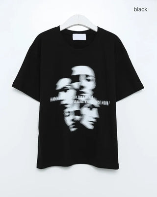 Face graphic short-sleeved T-shirt