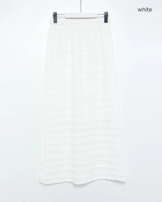 Frilled elastic waist long skirt