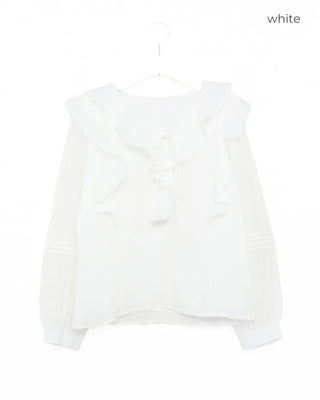 Frilled ribbon blouse