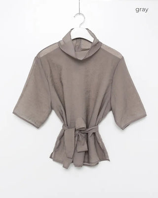 High-neck sheer blouse