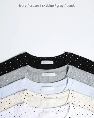 Simple polka dot short-sleeved T-shirt