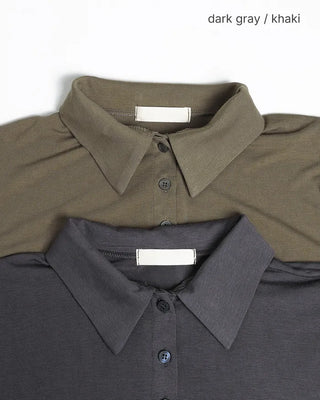 Colored neck puff sleeve shirt