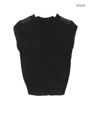 Sleeveless mock neck knit