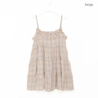 Checked tiered mini dress