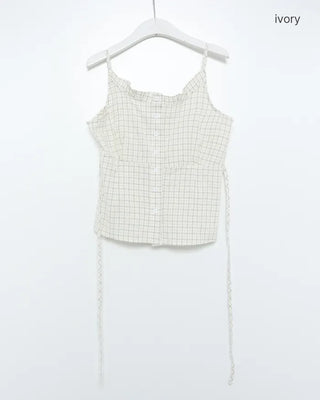 Checkered ruffle bustier