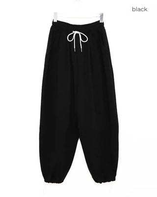 (Unisex) Two-pleat drawstring pants