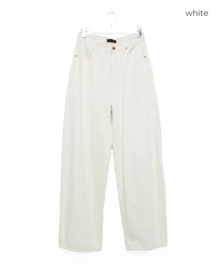 Colored wide rayon-blend cotton pants