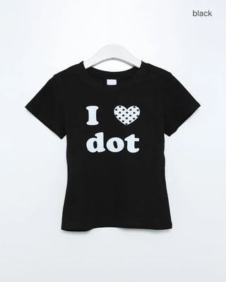 LOVE Dot Semi-Crop Short-Sleeve T-Shirt