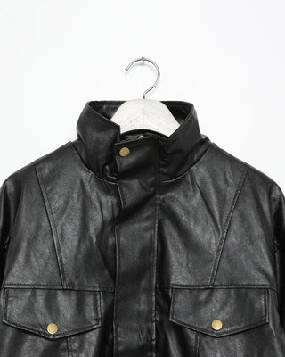 High-neck leather jacket
