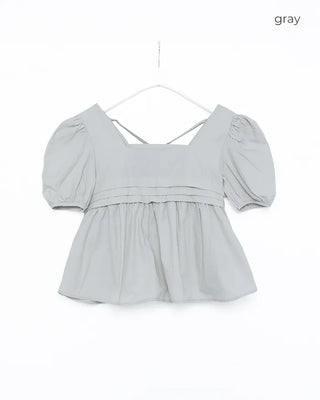 Square neck puff blouse
