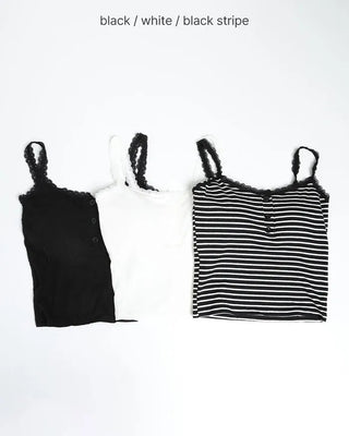 Lace button camisole with built-in cups