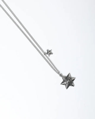 Flower Double Star Silver Chain Necklace